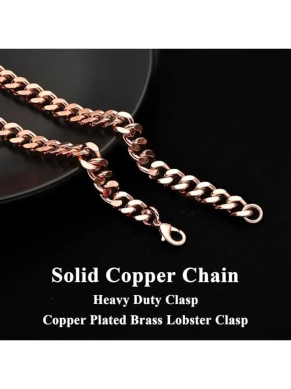 Pure Copper Cuban Link Necklace for Men & Women - 5mm to 12mm Width, Gift Box
